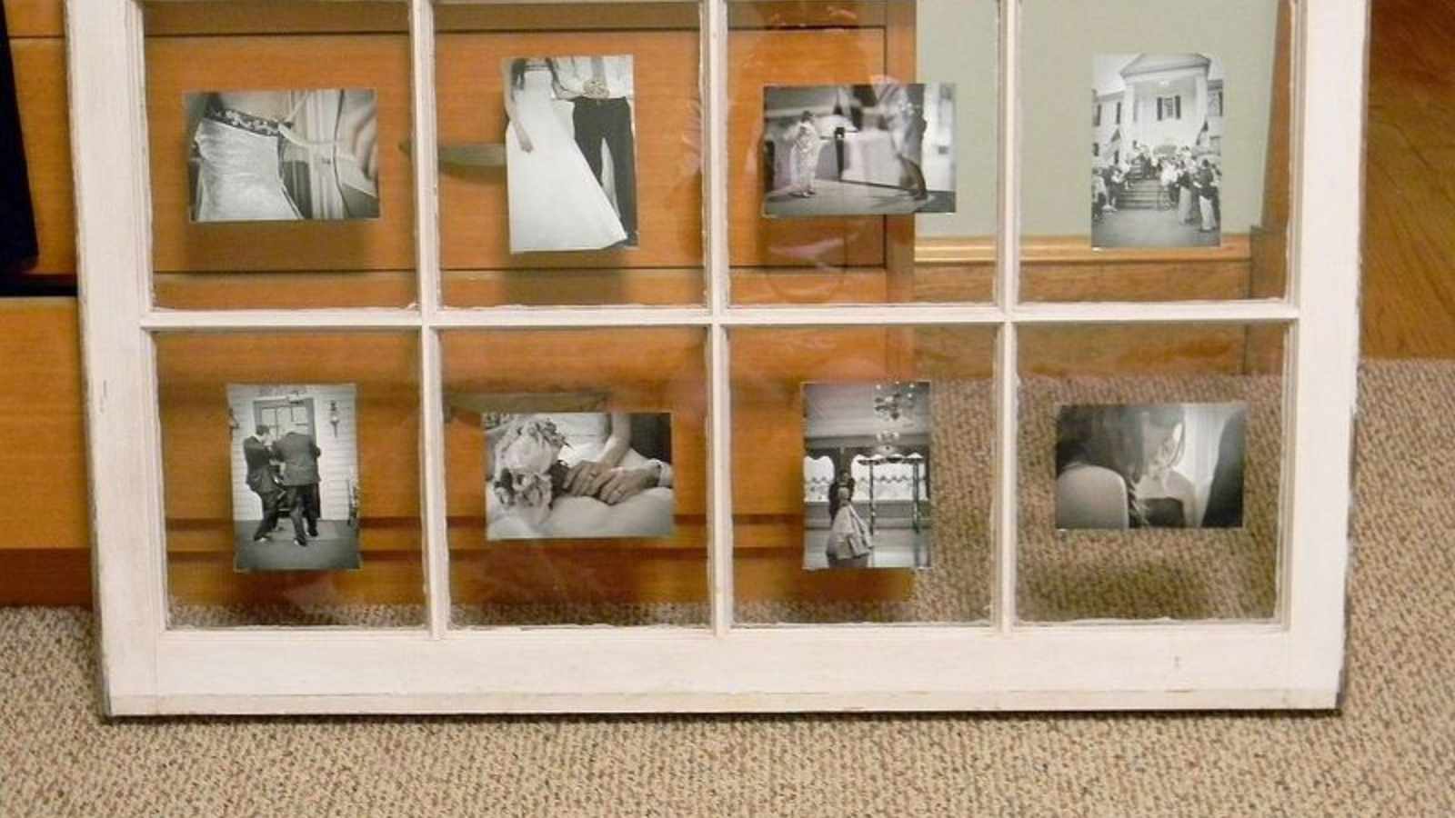 Repurposed Window Frames as Photo Displays